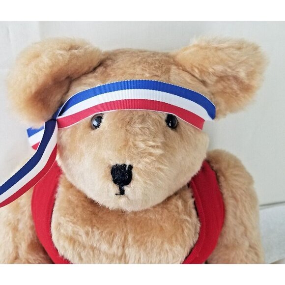 Athlete bear jump rope‎ 16" Plush Dolly Aumiller Jane 1985 honey hill red white - Picture 2 of 12